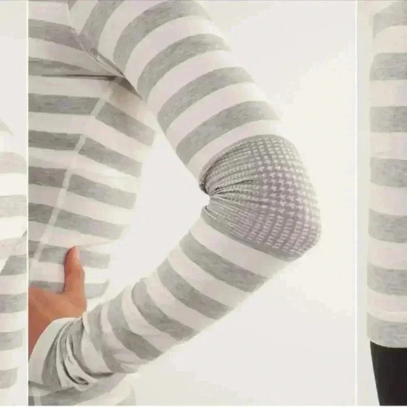 Lululemon Devotion Long Sleeve Tee Micro Macro Polar Cream Silver Slate Size 12 - Picture 15 of 15
